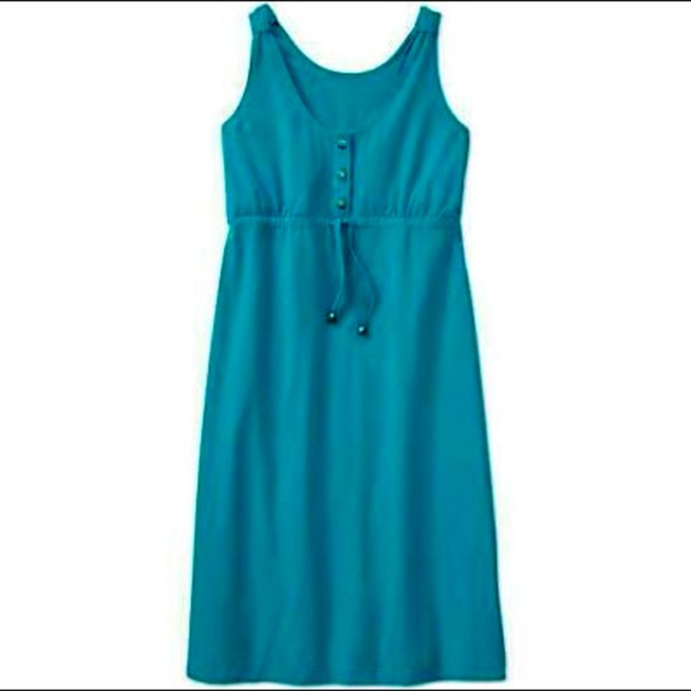 Athleta Blue Tank Spaghetti Strap Drawstring Mini Casual Dress